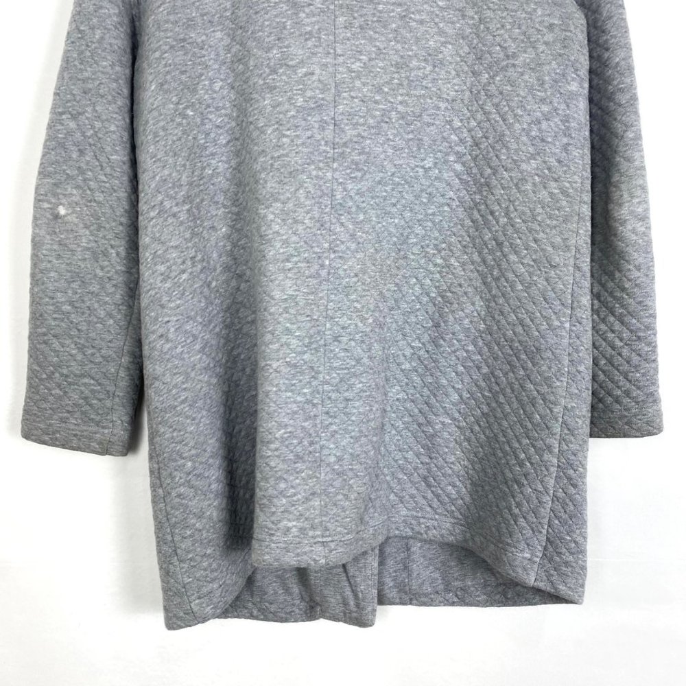 Eileen Fisher One Button Quilted Jacket Cardigan Sweater Grey - Picture 6 of 10